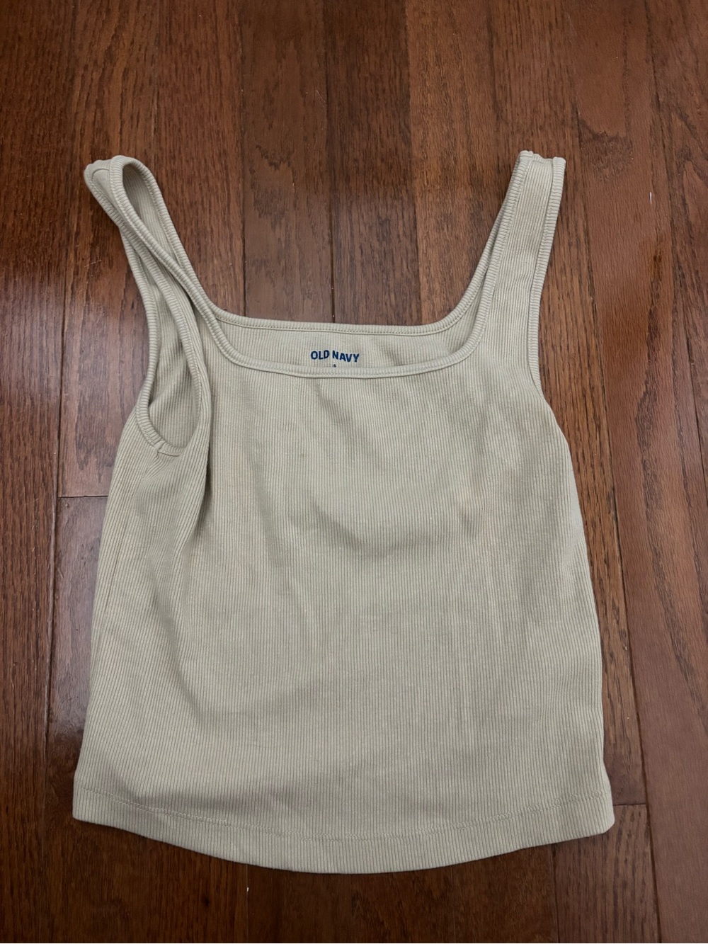 Old Navy Cream Ribbed Square-Neck Tank Top
